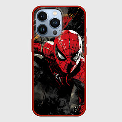 Чехол для iPhone 13 Pro Человек-паук и красная краска, цвет: 3D-красный