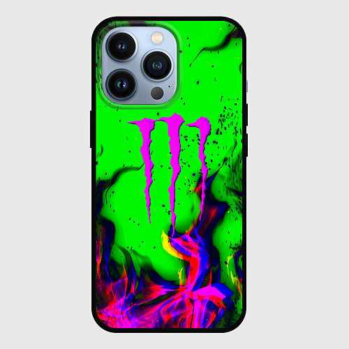 Чехол iPhone 13 Pro Monster Energy flame / 3D-Черный – фото 1