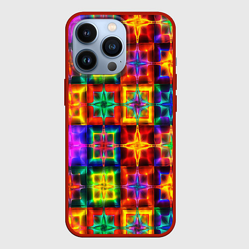 Чехол iPhone 13 Pro Неоновое стекло абстракция / 3D-Красный – фото 1