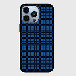 Чехол для iPhone 13 Pro Синий простой клетчатый, цвет: 3D-черный
