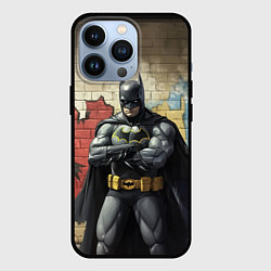 Чехол для iPhone 13 Pro Бэтмен на фоне стены, цвет: 3D-черный