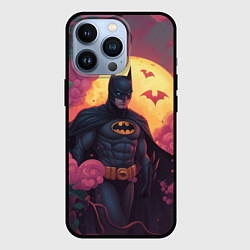 Чехол для iPhone 13 Pro Бэтмен и дерево с цветами, цвет: 3D-черный