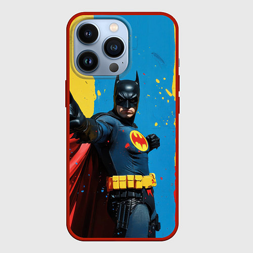 Чехол iPhone 13 Pro Бэтмен предупреждает / 3D-Красный – фото 1