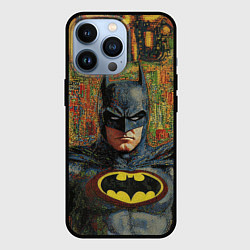 Чехол для iPhone 13 Pro Текстурный Бэтмен, цвет: 3D-черный