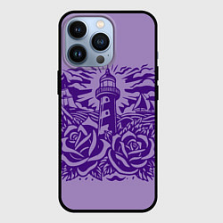 Чехол для iPhone 13 Pro Маяк с розами и корабли, цвет: 3D-черный