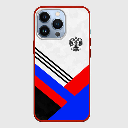 Чехол iPhone 13 Pro Герб России - минимализм / 3D-Красный – фото 1