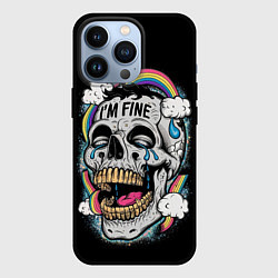 Чехол iPhone 13 Pro Skull and rainbow - im fine