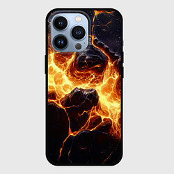 Чехол для iPhone 13 Pro Золотая лава текстура, цвет: 3D-черный