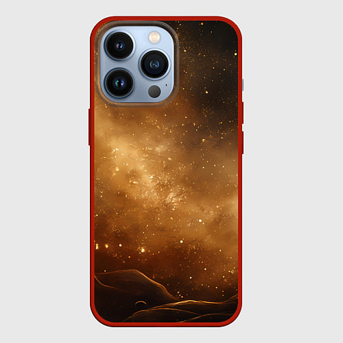 Чехол iPhone 13 Pro Песочный фон со звездами / 3D-Красный – фото 1