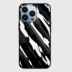 Чехол для iPhone 13 Pro Разводы белым на черном, цвет: 3D-черный