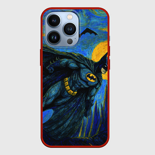 Чехол iPhone 13 Pro Бэтмен в стиле Ван-Гога / 3D-Красный – фото 1