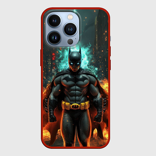 Чехол iPhone 13 Pro Бэтмен эпик / 3D-Красный – фото 1