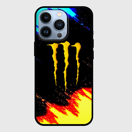 Чехол iPhone 13 Pro Monster energy огненные краски / 3D-Черный – фото 1