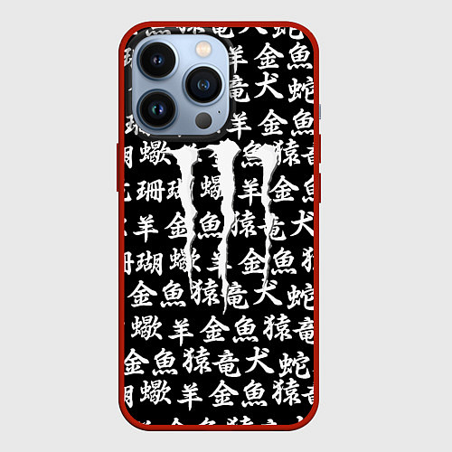Чехол iPhone 13 Pro Monster energy japan pattern / 3D-Красный – фото 1