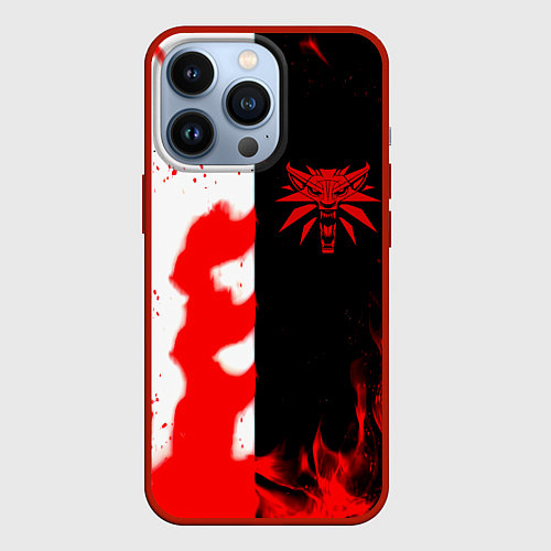Чехол iPhone 13 Pro Ведьмак огненный / 3D-Красный – фото 1