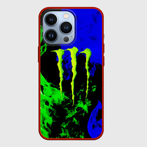 Чехол iPhone 13 Pro Monster energy кислотный огонь / 3D-Красный – фото 1