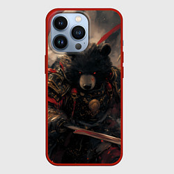 Чехол для iPhone 13 Pro Самурай медведь, цвет: 3D-красный