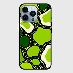Чехол для iPhone 13 Pro Зеленая абстракция с кругами, цвет: 3D-черный