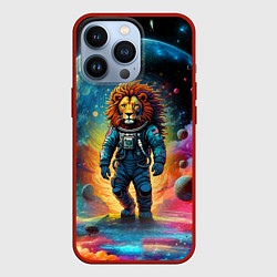 Чехол для iPhone 13 Pro Лев бравый космонавт - неоновый космос, цвет: 3D-красный