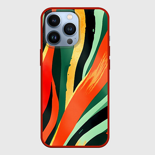Чехол iPhone 13 Pro Тропическая жаркая абстракция / 3D-Красный – фото 1