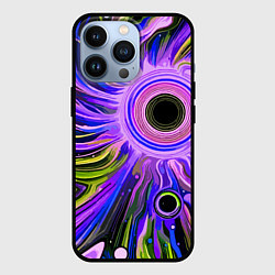 Чехол для iPhone 13 Pro Абстрактный неоновый космос - чёрная дыра, цвет: 3D-черный