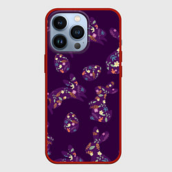 Чехол для iPhone 13 Pro Кролики и яйца, цвет: 3D-красный