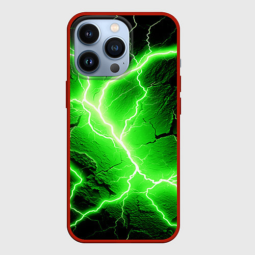 Чехол iPhone 13 Pro Color green black / 3D-Красный – фото 1