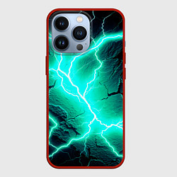 Чехол для iPhone 13 Pro Color light blue black, цвет: 3D-красный