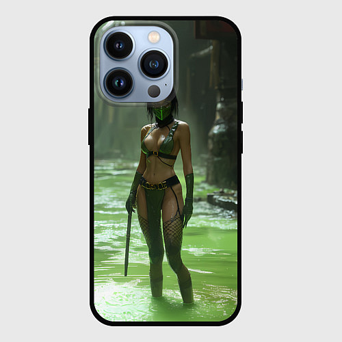 Чехол iPhone 13 Pro Джейд в кислоте мортал комбат / 3D-Черный – фото 1