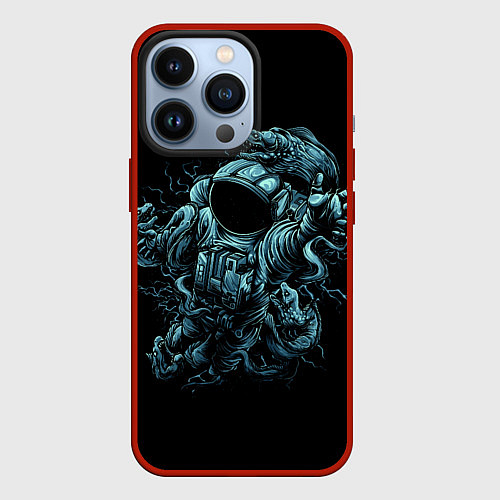 Чехол iPhone 13 Pro Космонавт в опасности / 3D-Красный – фото 1
