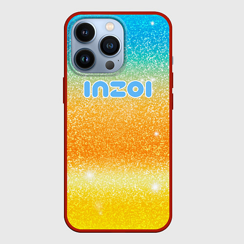 Чехол iPhone 13 Pro Inzoi лого и блестки / 3D-Красный – фото 1