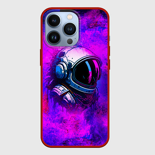Чехол iPhone 13 Pro Космонавт в красках / 3D-Красный – фото 1