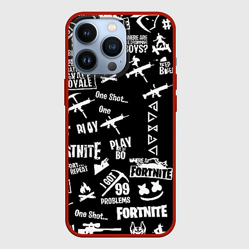 Чехол iPhone 13 Pro Черно белые логотипы игр / 3D-Красный – фото 1