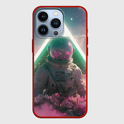 Чехол для iPhone 13 Pro Космонавт и цветы на другой планете, цвет: 3D-красный