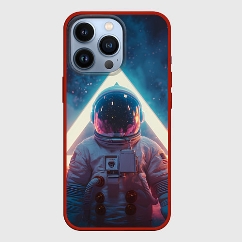 Чехол iPhone 13 Pro Космонавт на чужой планете / 3D-Красный – фото 1