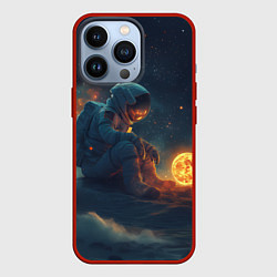 Чехол для iPhone 13 Pro Космонавт любуется планетой, цвет: 3D-красный