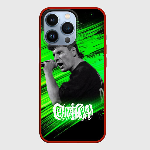 Чехол iPhone 13 Pro Юрий Хой с микрофоном / 3D-Красный – фото 1