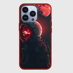 Чехол для iPhone 13 Pro Череп космонавта в красном свете, цвет: 3D-красный