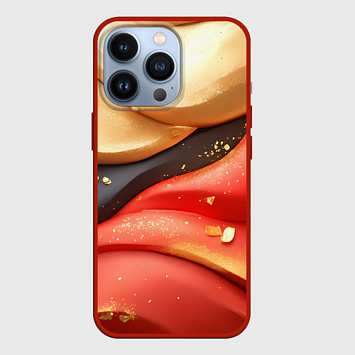 Чехол iPhone 13 Pro Красно-желтая объемная текстура / 3D-Красный – фото 1