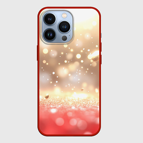 Чехол iPhone 13 Pro Золотые блики текстура / 3D-Красный – фото 1