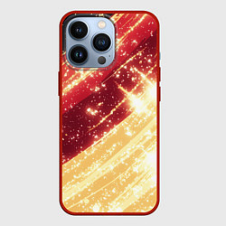 Чехол для iPhone 13 Pro Желто-красная текстура с блеском, цвет: 3D-красный