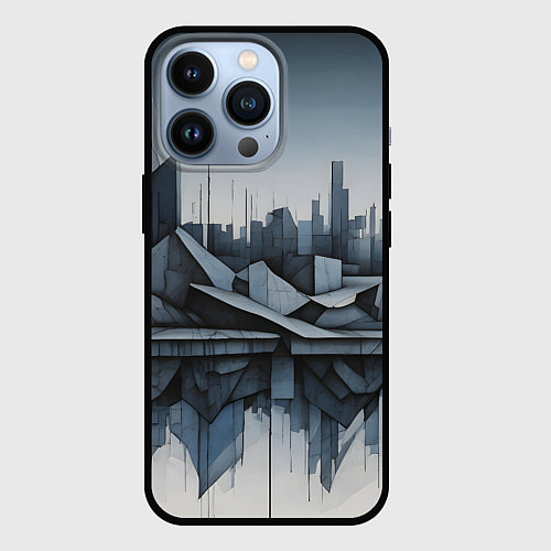 Чехол iPhone 13 Pro Небоскребы и скалы / 3D-Черный – фото 1