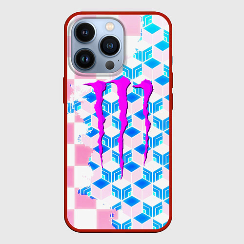 Чехол iPhone 13 Pro Monster energy neon anime / 3D-Красный – фото 1