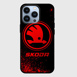 Чехол для iPhone 13 Pro Skoda - red gradient, цвет: 3D-черный