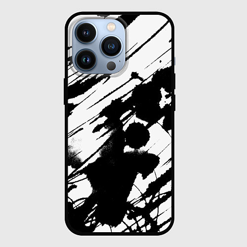 Чехол iPhone 13 Pro Брызги и штрихи черной краски / 3D-Черный – фото 1
