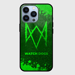 Чехол для iPhone 13 Pro Watch Dogs - green gradient, цвет: 3D-черный