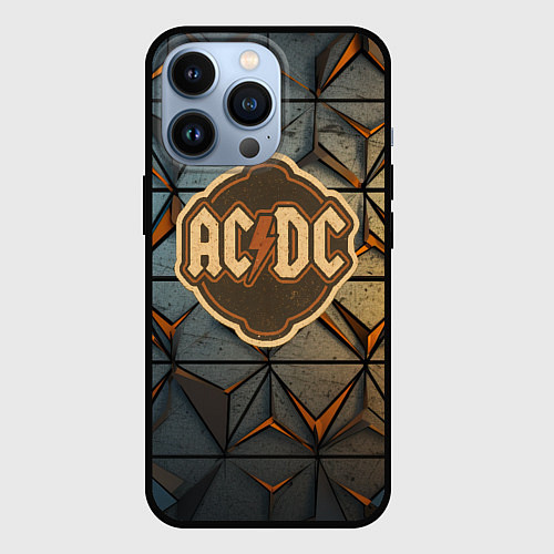 Чехол iPhone 13 Pro ACDC винтажный логотип / 3D-Черный – фото 1