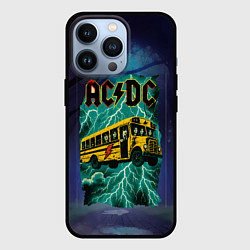 Чехол для iPhone 13 Pro Летающий автобус с ACDC, цвет: 3D-черный
