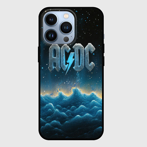 Чехол iPhone 13 Pro ACDC логотип ледяной с молнией / 3D-Черный – фото 1