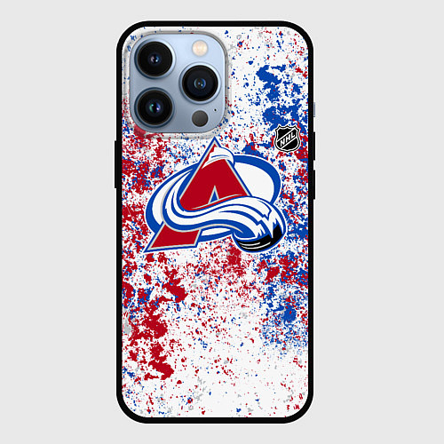Чехол iPhone 13 Pro Colorado Avalanche NHL white / 3D-Черный – фото 1